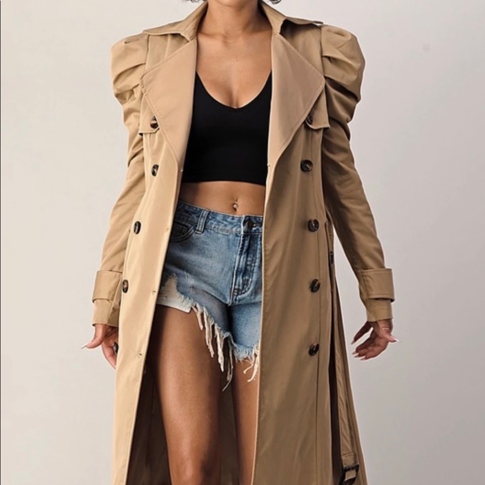 Puff sleeve trench coat